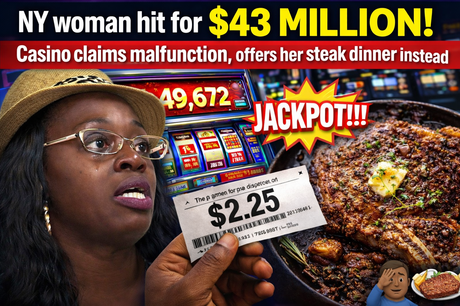 NY Woman Hit for $43 million on the slot machine: The Casino Claims it was a Malfunction