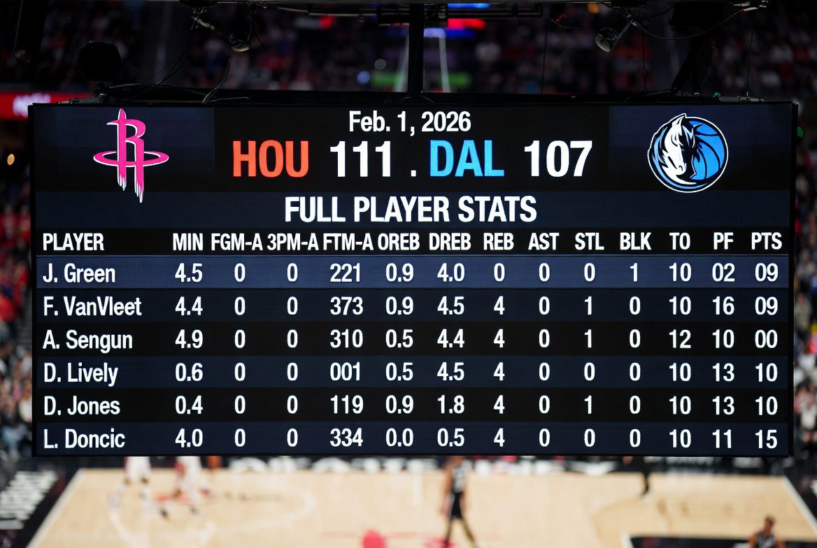 Rockets vs Mavericks Full Player Stats: Feb. 1, 2026 — HOU 111, DAL 107