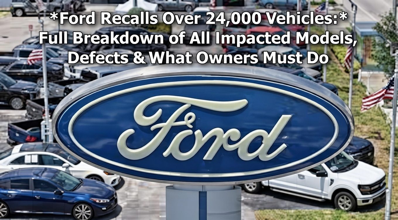 Ford Recalls Over 24,000 Vehicles: Full Breakdown of All Impacted Models, Defects & What Owners Must Do