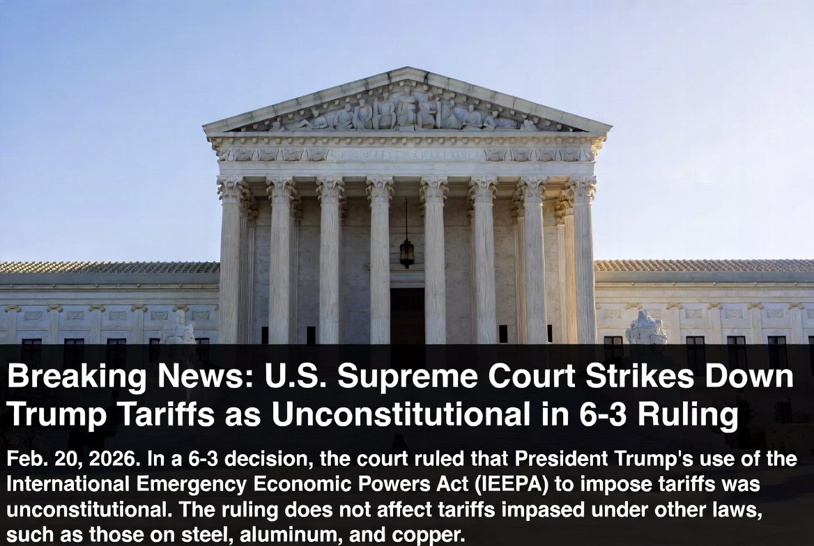Supreme Court Strikes Down Trump’s Tariffs in Historic 6–3 Ruling