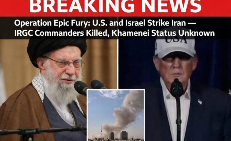 Operation Epic Fury: U.S. and Israel Strike Iran — IRGC Commanders Killed, Khamenei Status Unknown