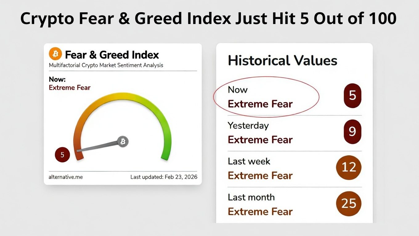Crypto Fear & Greed Index Just Hit 5 Out of 100 — The Last Time This Happened, Bitcoin Doubled