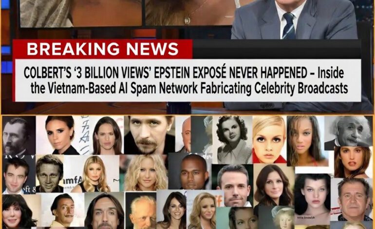 COLBERT’S ‘3 BILLION VIEWS’ EPSTEIN EXPOSÉ NEVER HAPPENED: Inside the Vietnam-Based AI Spam Network Fabricating Celebrity Broadcasts — and What Is Actually True About the Epstein Files