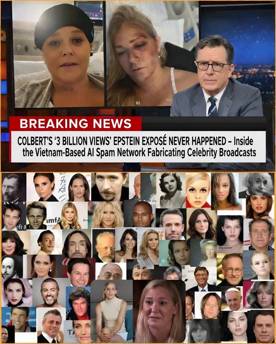 COLBERT’S ‘3 BILLION VIEWS’ EPSTEIN EXPOSÉ NEVER HAPPENED: Inside the Vietnam-Based AI Spam Network Fabricating Celebrity Broadcasts — and What Is Actually True About the Epstein Files