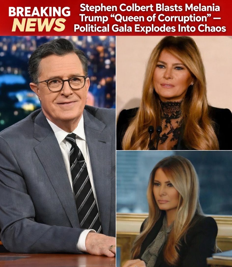 Stephen Colbert Blasts Melania Trump “Queen of Corruption” — Political Gala Explodes Into Chaos
