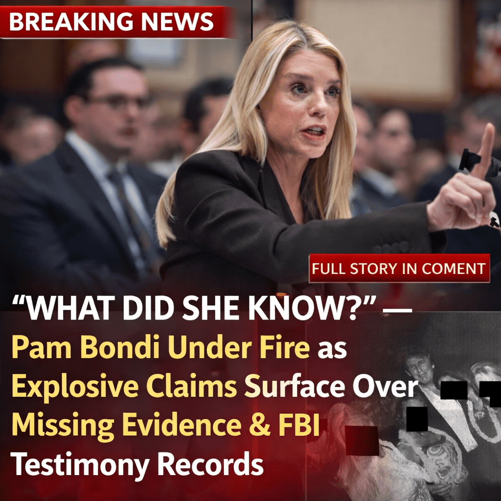 “WHAT DID SHE KNOW?” — Pam Bondi Under Fire as Explosive Claims Surface Over Missing Evidence & FBI Testimony Records