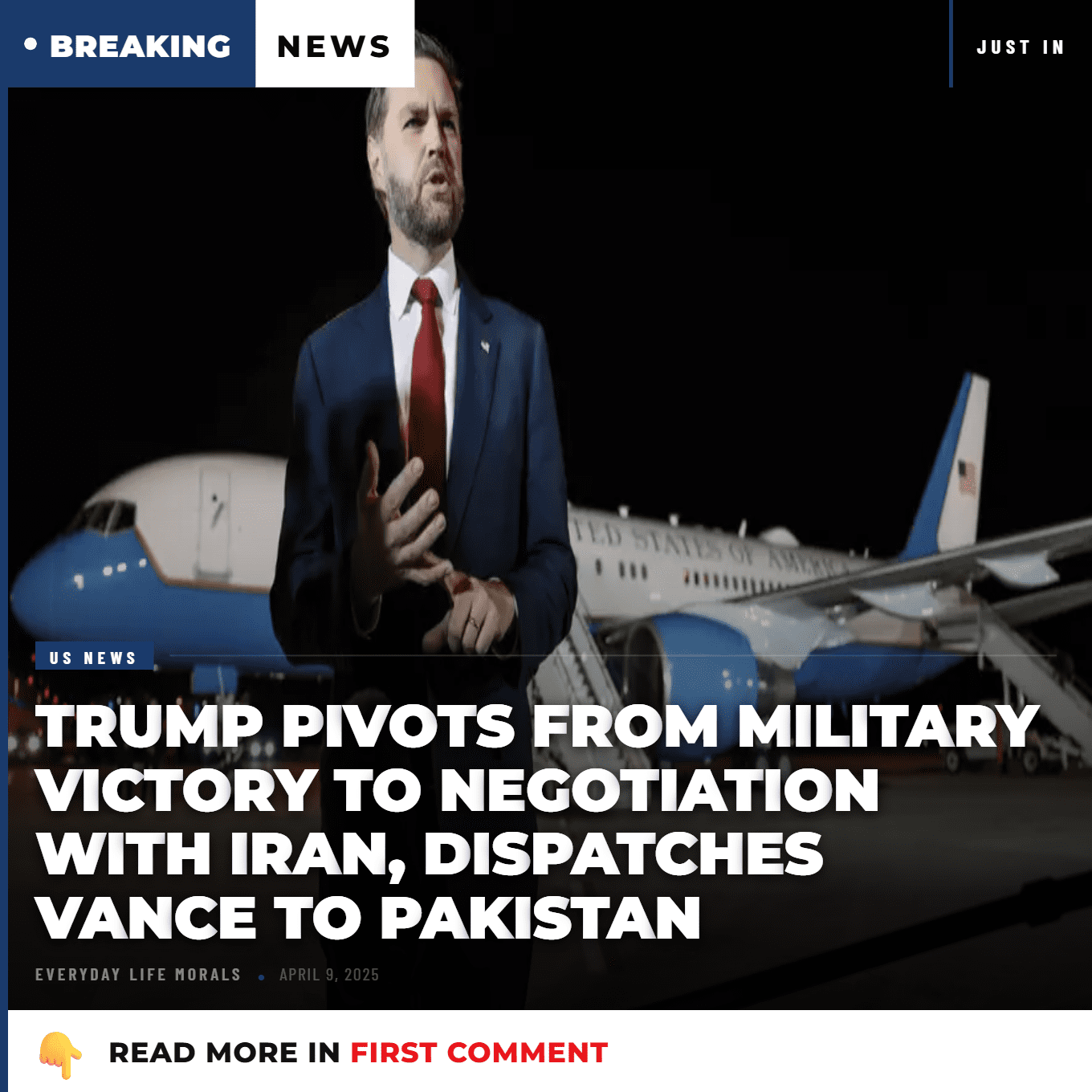 Trump Pivots from Military Victory to Negotiation with Iran, Dispatches Vance to Pakistan