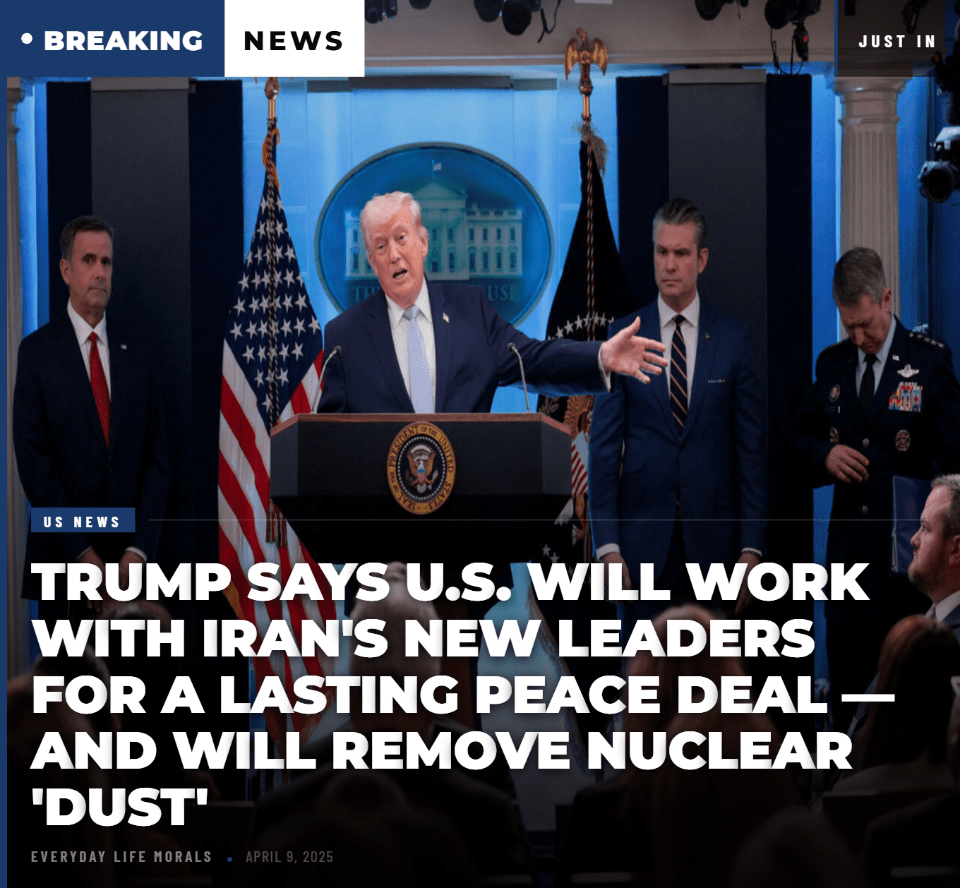 Trump Says U.S. Will Work With Iran’s New Leaders for a Lasting Peace Deal — and Will Remove Nuclear ‘Dust’