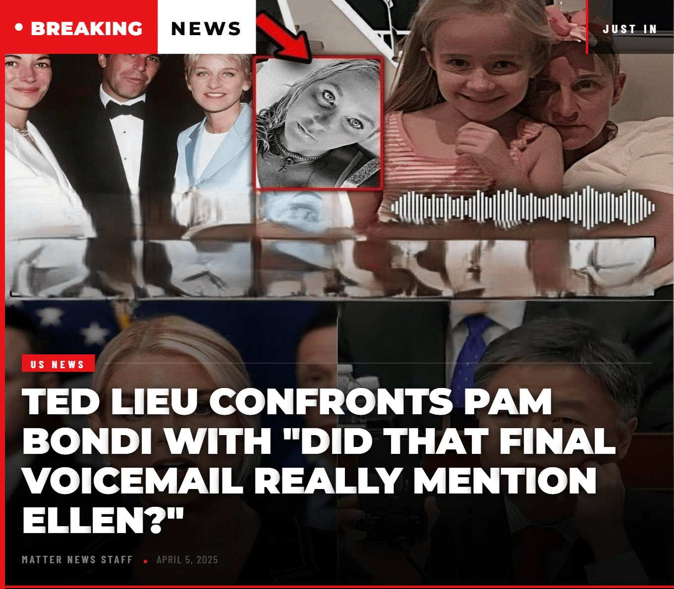 Ted Lieu Confronts Pam Bondi with “Did That Final Voicemail Really Mention Ellen?”