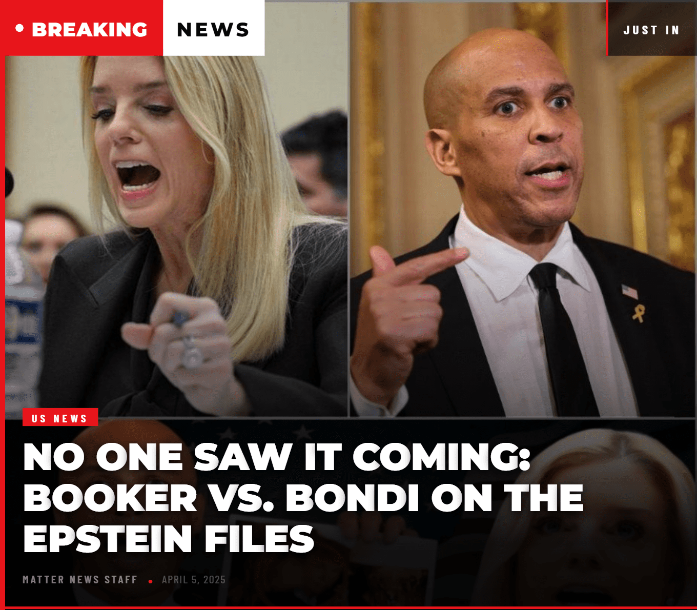 No One Saw It Coming: Booker vs. Bondi on the Epstein Files — What Really Happened?