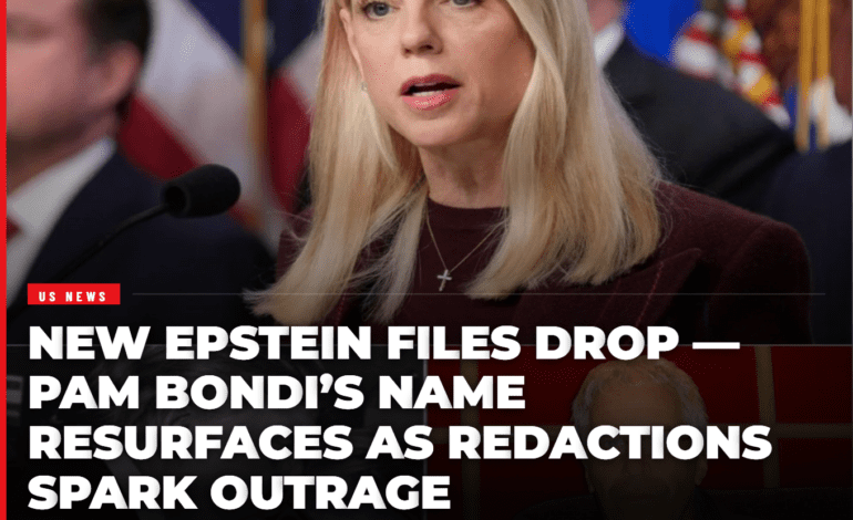 New Epstein Files Drop — Pam Bondi’s Name Resurfaces as Redactions Spark Outrage